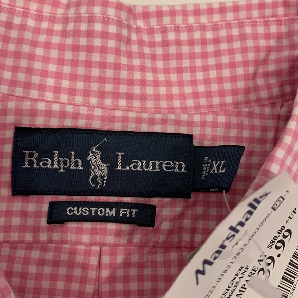 Ralph Lauren Custom Fit Pink & White Button Down, XL, NWT - Picture 5 of 10